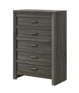 Valor gray five-drawer chest front angle
