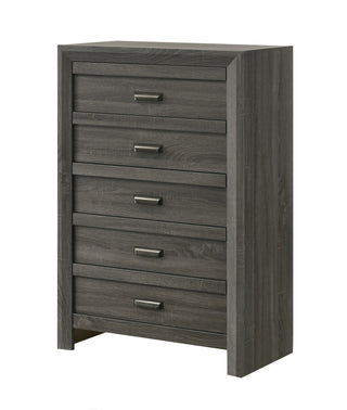 Valor gray five-drawer chest front angle
