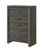 Valor gray five-drawer chest front angle