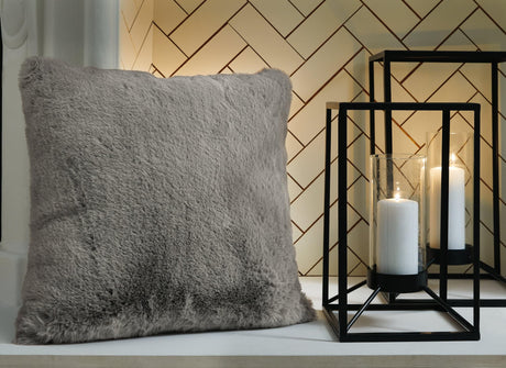 Gariland Gray Faux Fur Pillow front view