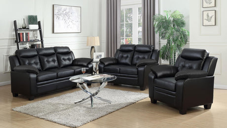 Main view of Finley Casual Brown 3-Piece Living Room Set showing sofa and loveseat