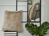 Gariland Taupe Pillow square faux rabbit fur front view