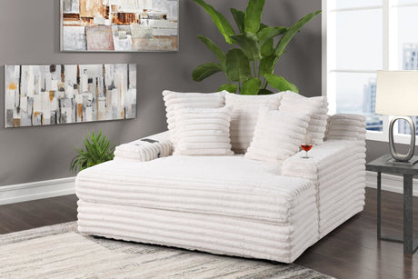 Happy Homes 4600 Beige Chaise Lounge angled view with cupholders and USB ports