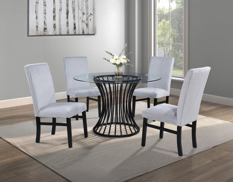 Main view of Tracy light gray glass top round dining room set