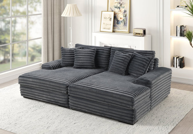 Fon Gray Chaise Lounge recliner seating front angle
