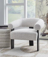 Dultish Accent Chair front view in snow color upholstery