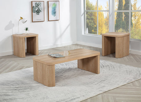 Ashton Light Brown Coffee Table Set front angle