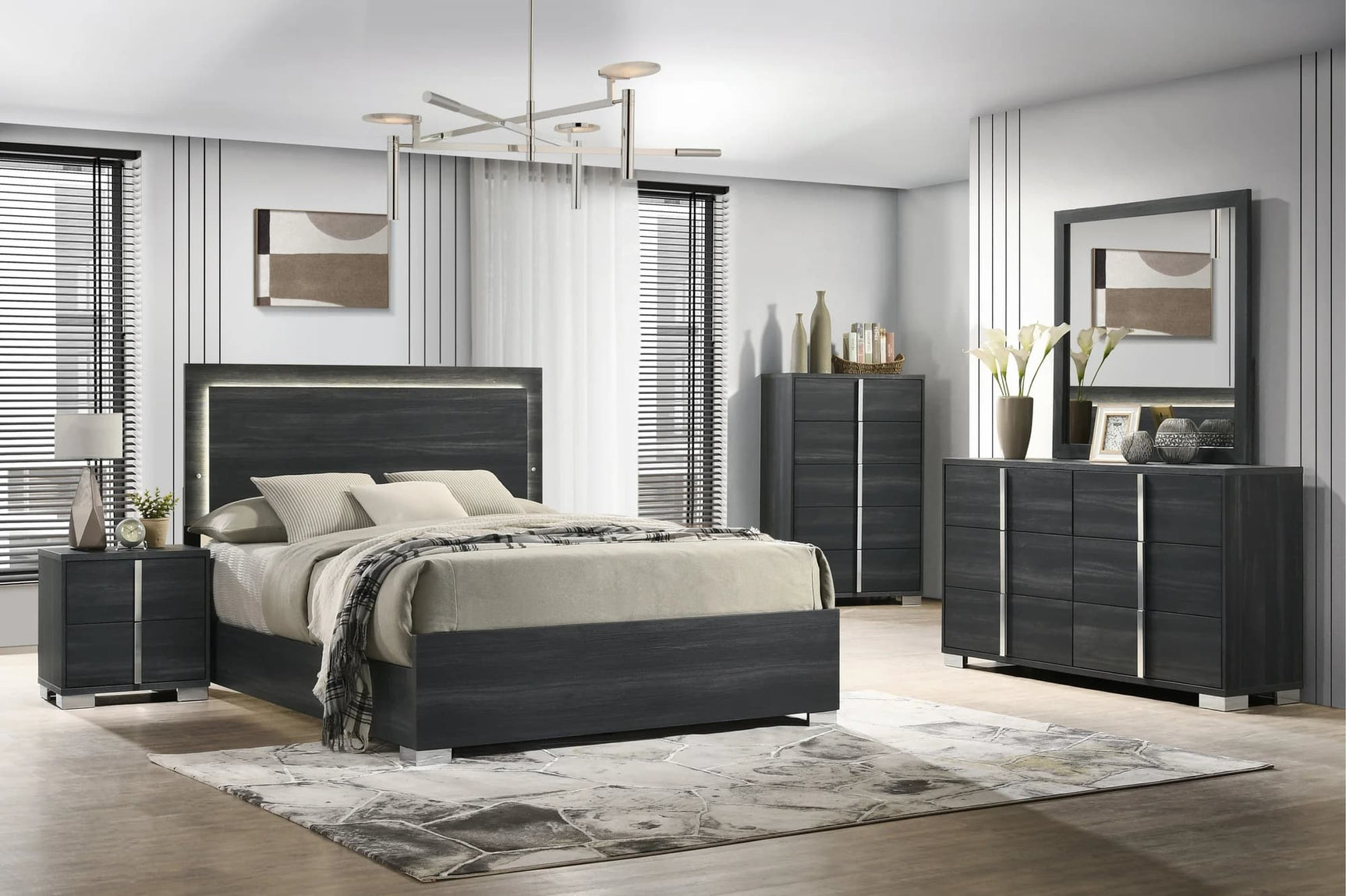 Hiena Black Nightstand front view