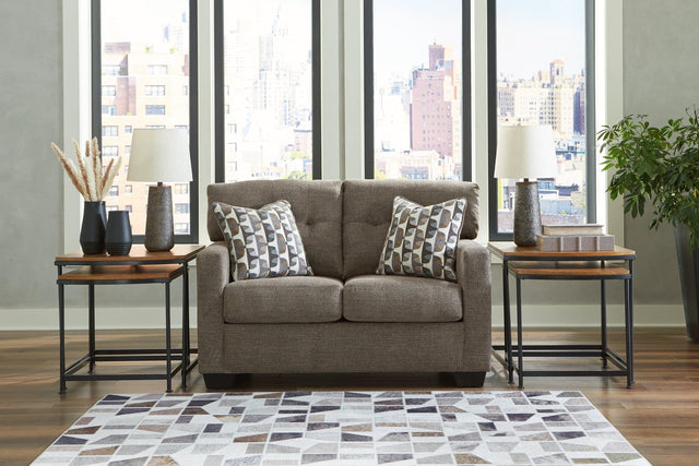 Mahoney Chocolate Chenille Loveseat front angle view