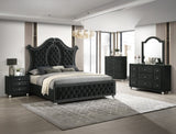 Main view of Cameo Black Upholstered Tufted Panel Bedroom Set bed