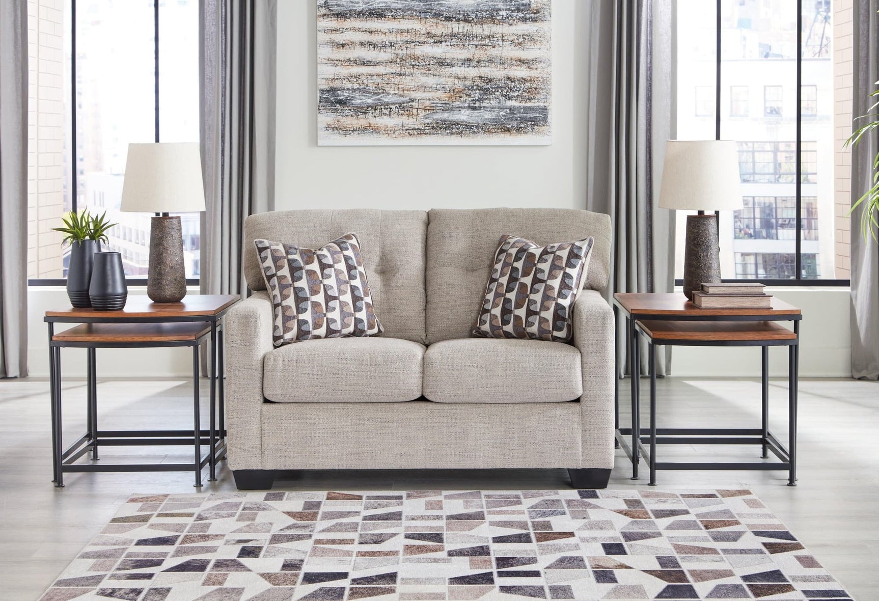 Mahoney Pebble Chenille Loveseat front angle