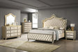 Kingdom Beige LED Upholstered Tufted Panel Queen Bedroom Set front view