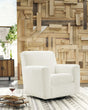 Herstow Ivory Swivel Glider Accent Chair front angle ivory upholstery