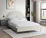 Flora beige platform bed twin size with LED-lit headboard - front view