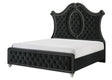 Cameo Black Upholstered Tufted King Panel Bed front view