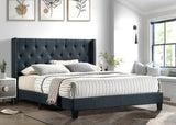 HH760 Charcoal Linen Platform Bed full size front view