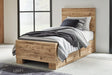 Hyanna Tan Brown Twin Panel Bed front angle
