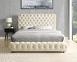 Dream Beige Velvet Platform Queen Bed centered view