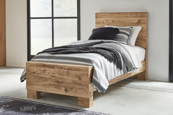 Hyanna Tan Brown Twin Panel Bed front angle