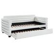 Patricia Boucle Upholstered Twin Daybed with Trundle in white, front view