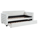 Patricia Boucle Upholstered Twin Daybed with Trundle in white, front view