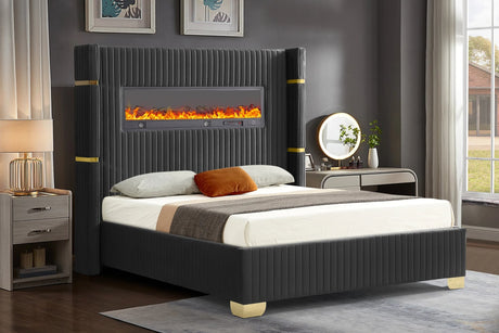 Romance Black Platform King Bed front view