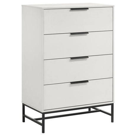 Sonora 5 Drawer White Bedroom Chest angled front view