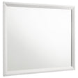 Sonora white dresser mirror front view with open corner frame