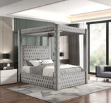 Castle Grey Velvet Platform King Bed front view