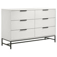 Sonora 6-drawer white bedroom dresser front view