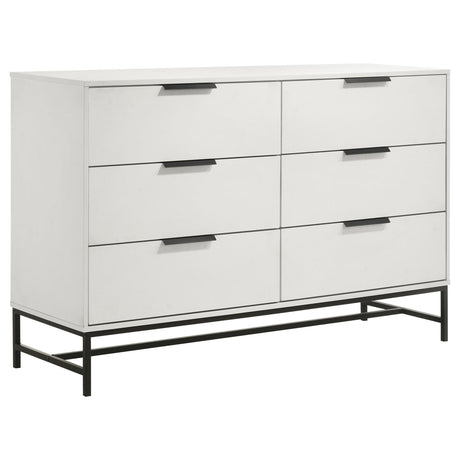 Sonora 6-drawer white bedroom dresser front view