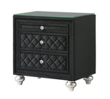 Cameo Black Nightstand front view showing tempered glass top