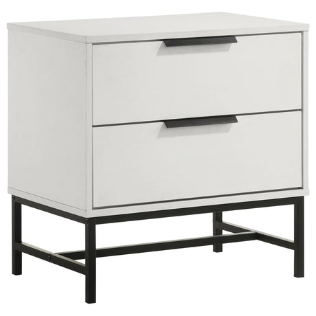Sonora white 2-drawer nightstand bedside table front view