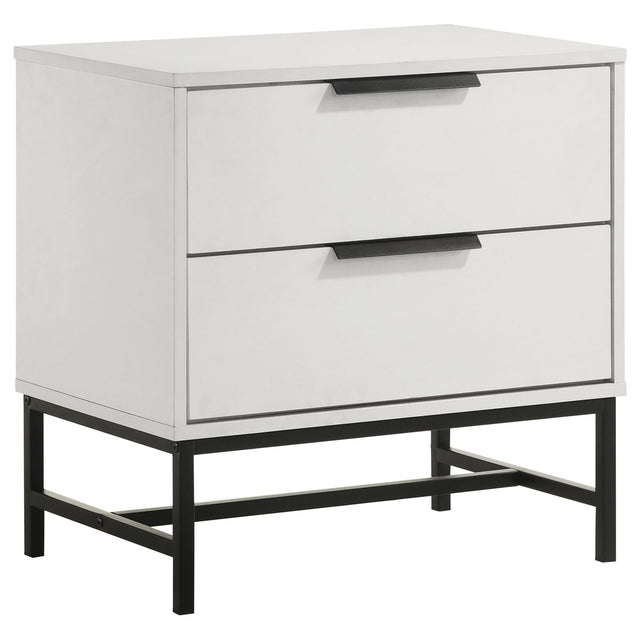 Sonora white 2-drawer nightstand bedside table front view