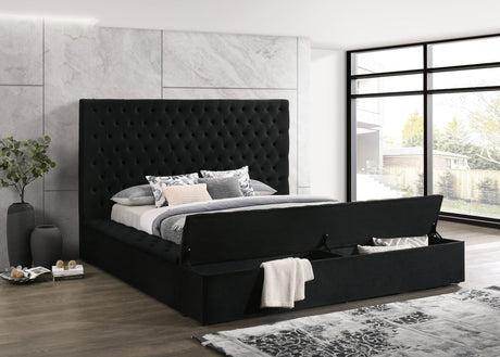 Paris Black Velvet Tufted Upholstered King Platform Bed front view