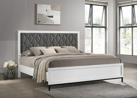 Sonora Eastern King Upholstered Panel Bed White front view