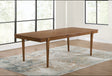 Lyncott Brown Dining Extension Table with center leaf extended