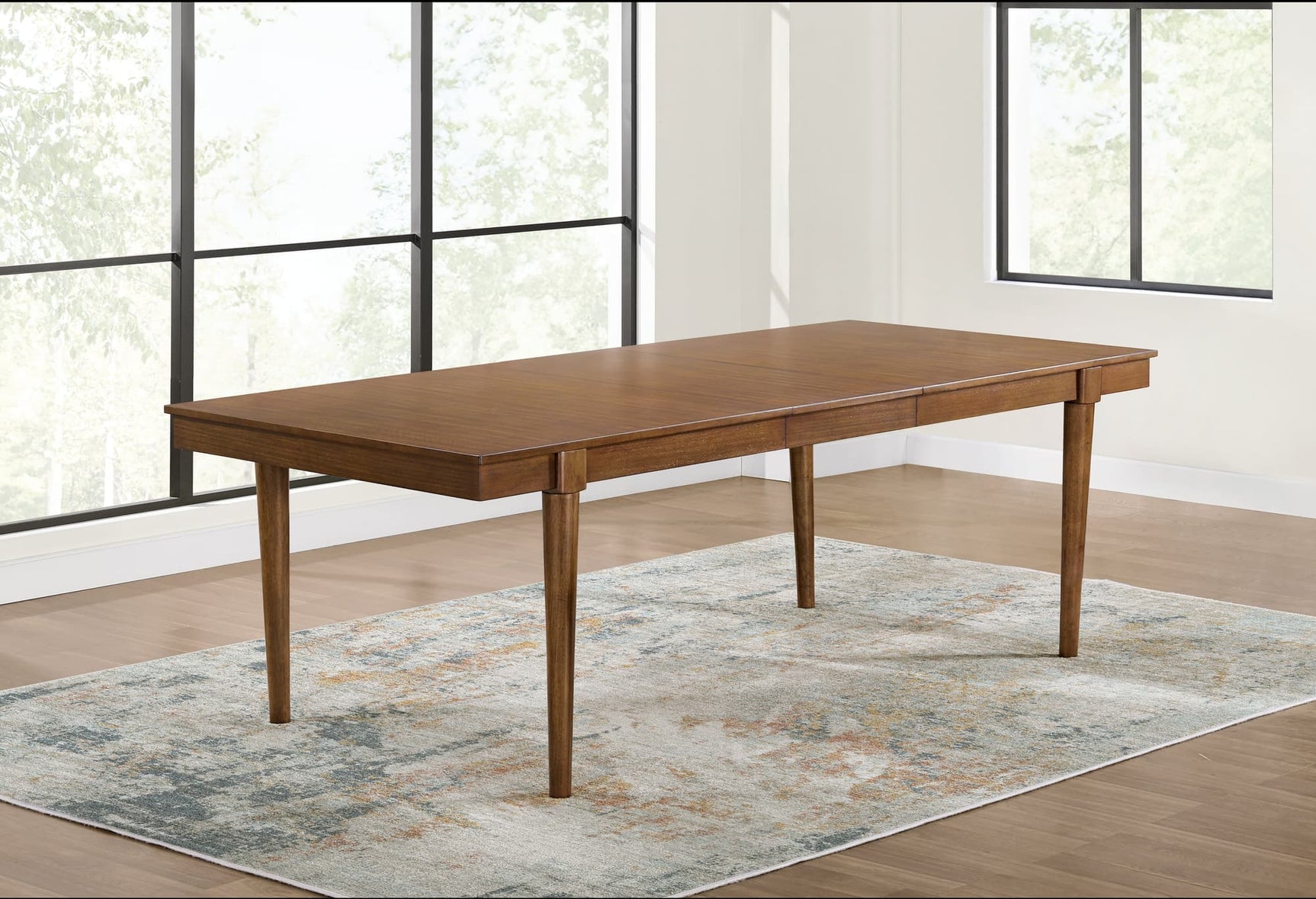 Lyncott Brown Dining Extension Table with center leaf extended