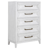 Marielle 5-drawer bedroom chest distressed white front angle