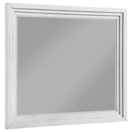 Marielle distressed white dresser mirror front view