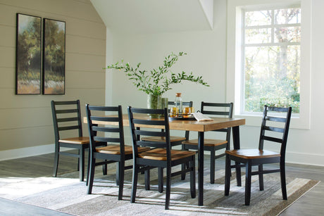 Blondon Brown Black Dining Room Set main view including table and 6 chairs