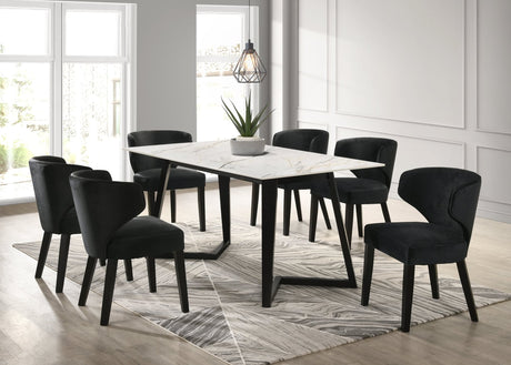 Hamilton Black and White Ceramic Dining Table with 6 Chairs - main view