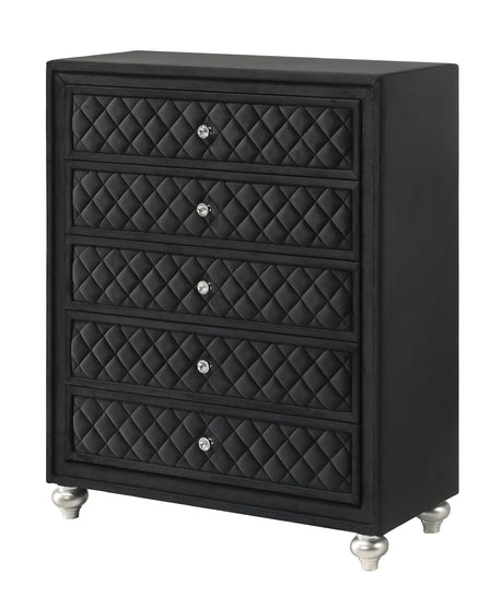 Cameo Black Chest front view with tempered glass