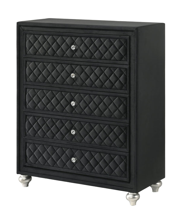 Cameo Black Chest front view with tempered glass