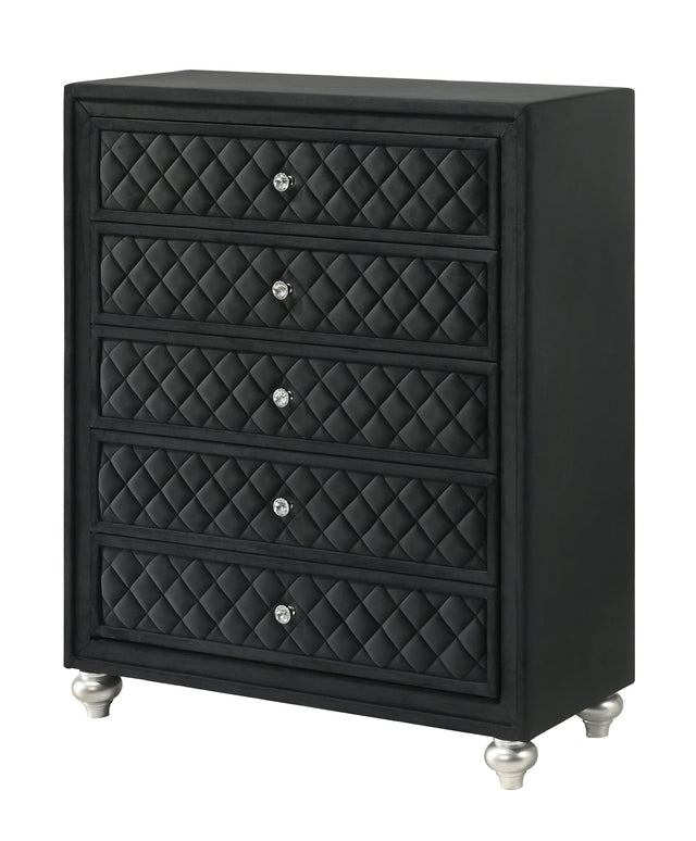 Cameo Black Chest front view with tempered glass
