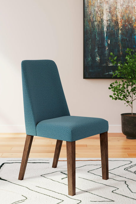 Lyncott Blue and Brown Dining Chair front angle