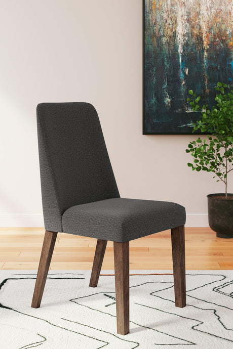 Lyncott charcoal brown dining chair side angle