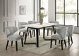 Hamilton White Silver Dining Room Set front view with ceramic tabletop and six chairs