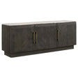 Dennis 3-door marble top sideboard buffet in tobacco grey, front view