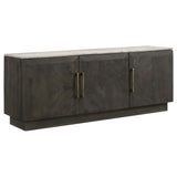Dennis 3-door marble top sideboard buffet in tobacco grey, front view